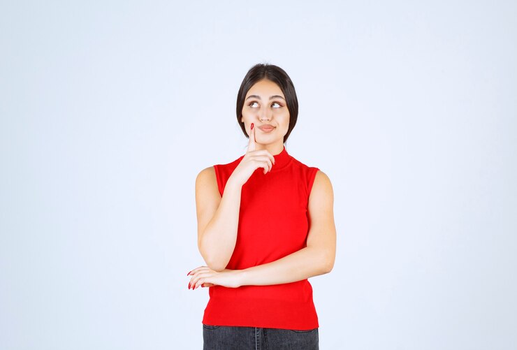 girl-red-shirt-thinking-refreshing-her-mind